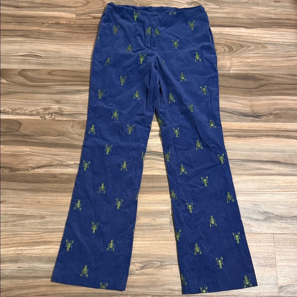 Lilly Pulitzer Women’s Sz. 4 Lobster Corduroy Pants Blue/Green Coastal Beachy